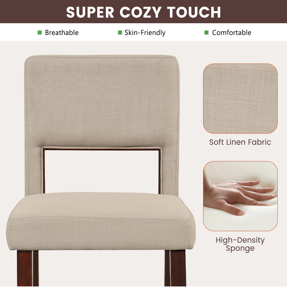 Costway Beige Bar Stool Set of 2 Image 4