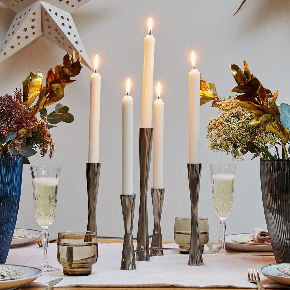 Ivyline Parker 5 Piece Silver Candle Holder Centrepiece Image 2