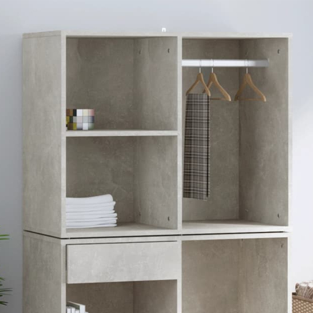 vidaXL 3 Shelf Concrete Grey Engineered Wood Dressing Cabinet Image 1
