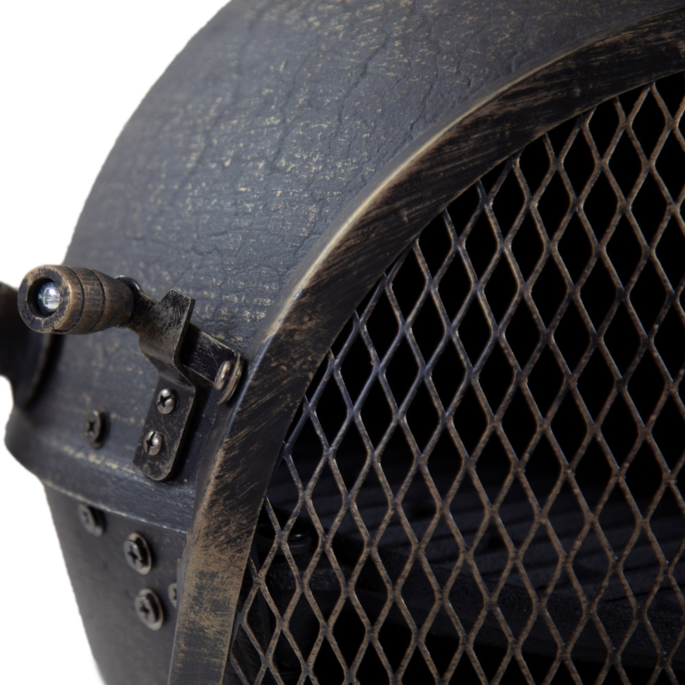 Charles Bentley Snug Seville 120cm Black Extra-Large Open Bowl Mesh Cast Iron and Steel Chiminea Image 6