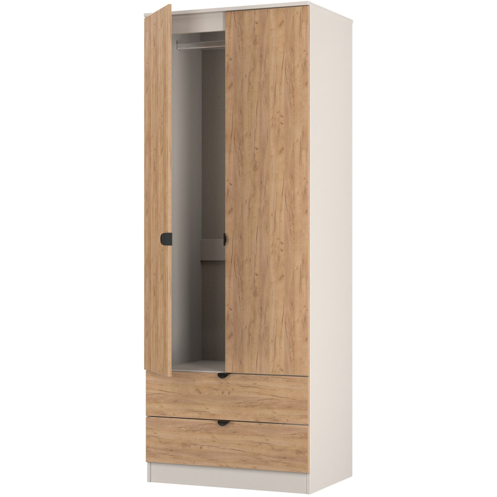 Crowndale Bora 2 Door 2 Drawer Gold Oak and Kashmir Tall Double Wardrobe Image 5