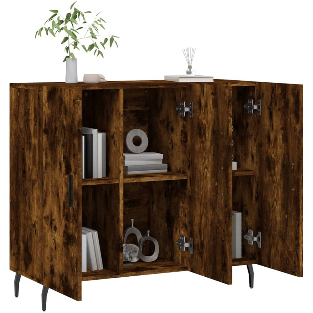 vidaXL 3 Door Smoked Oak Large Sideboard Image 4