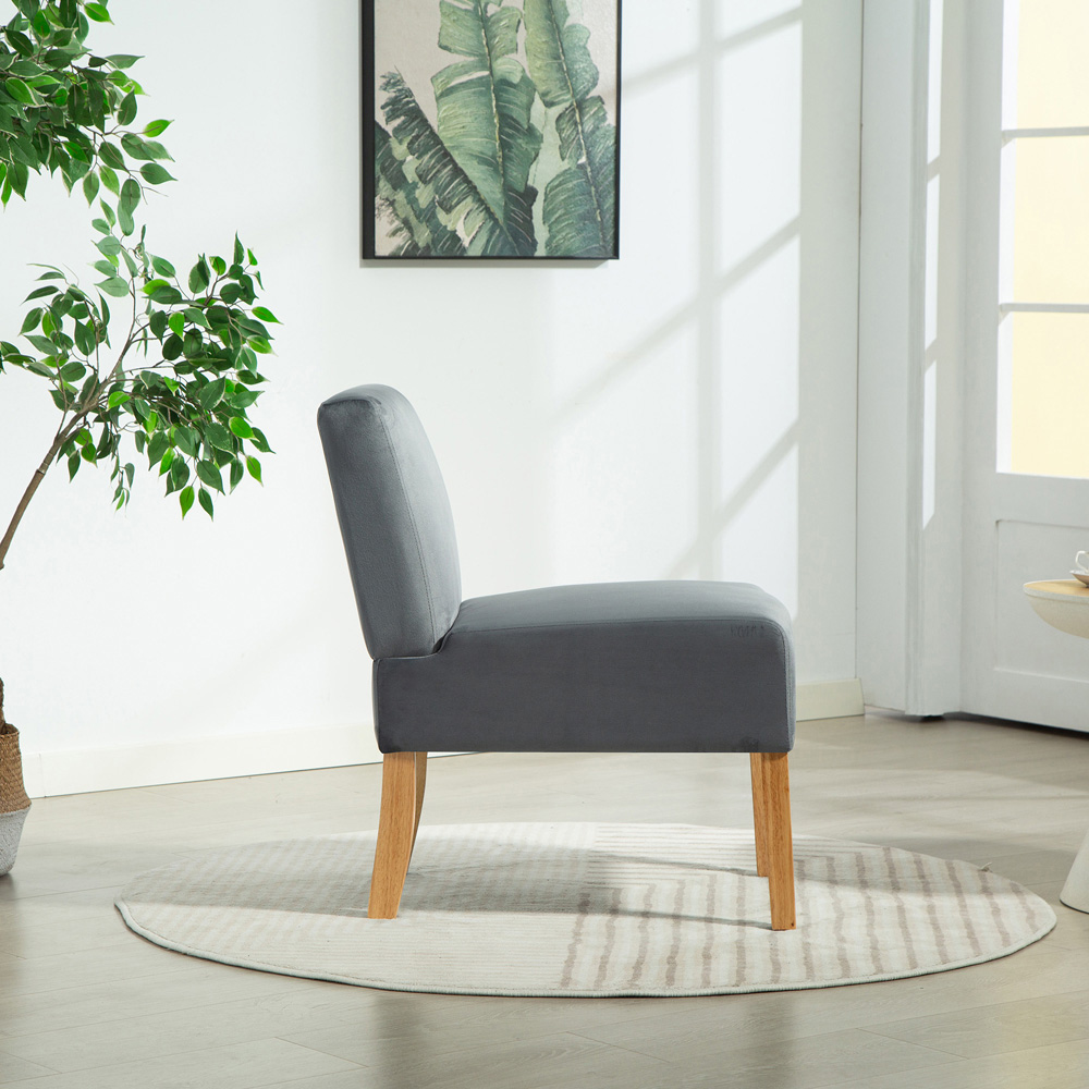 Artemis Home Corina Grey Velvet Fabric Armless Accent Chair Image 3