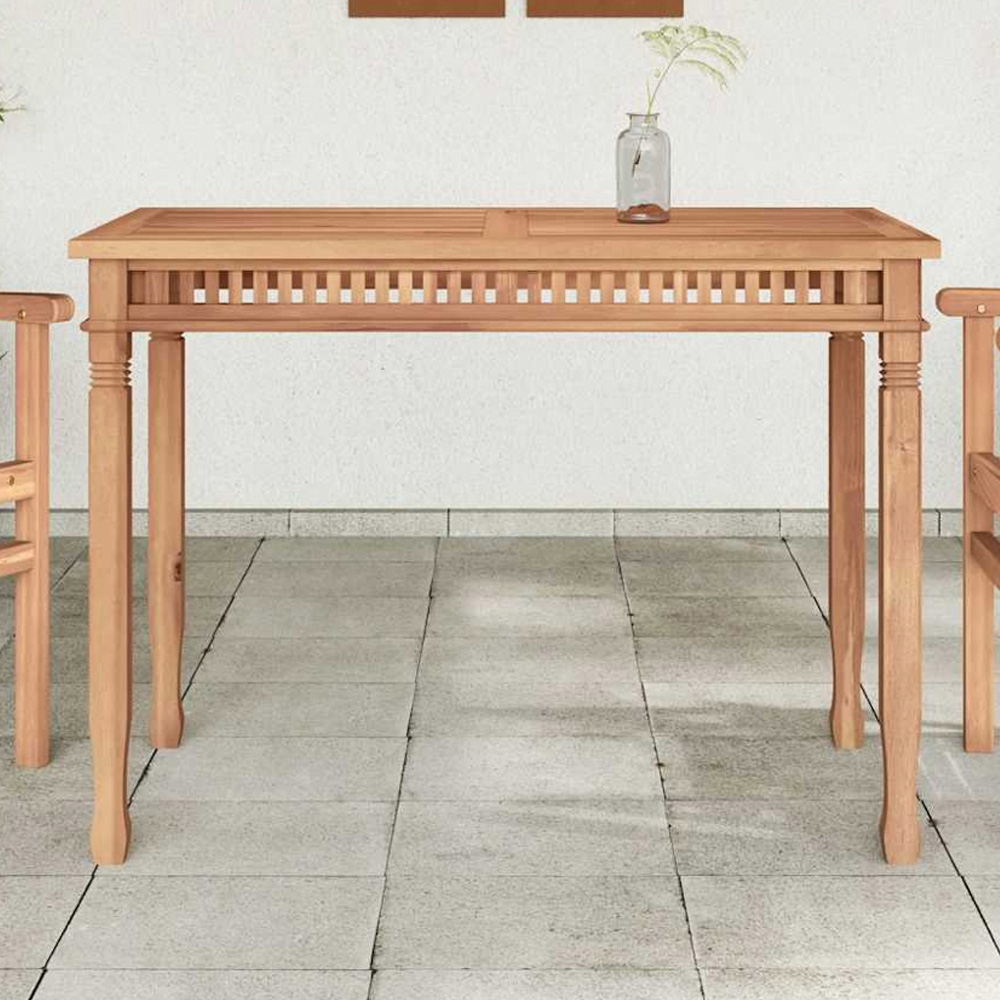 vidaXL 4 Seater Solid Teak Wood Slatted Garden Dining Table Brown Image 1