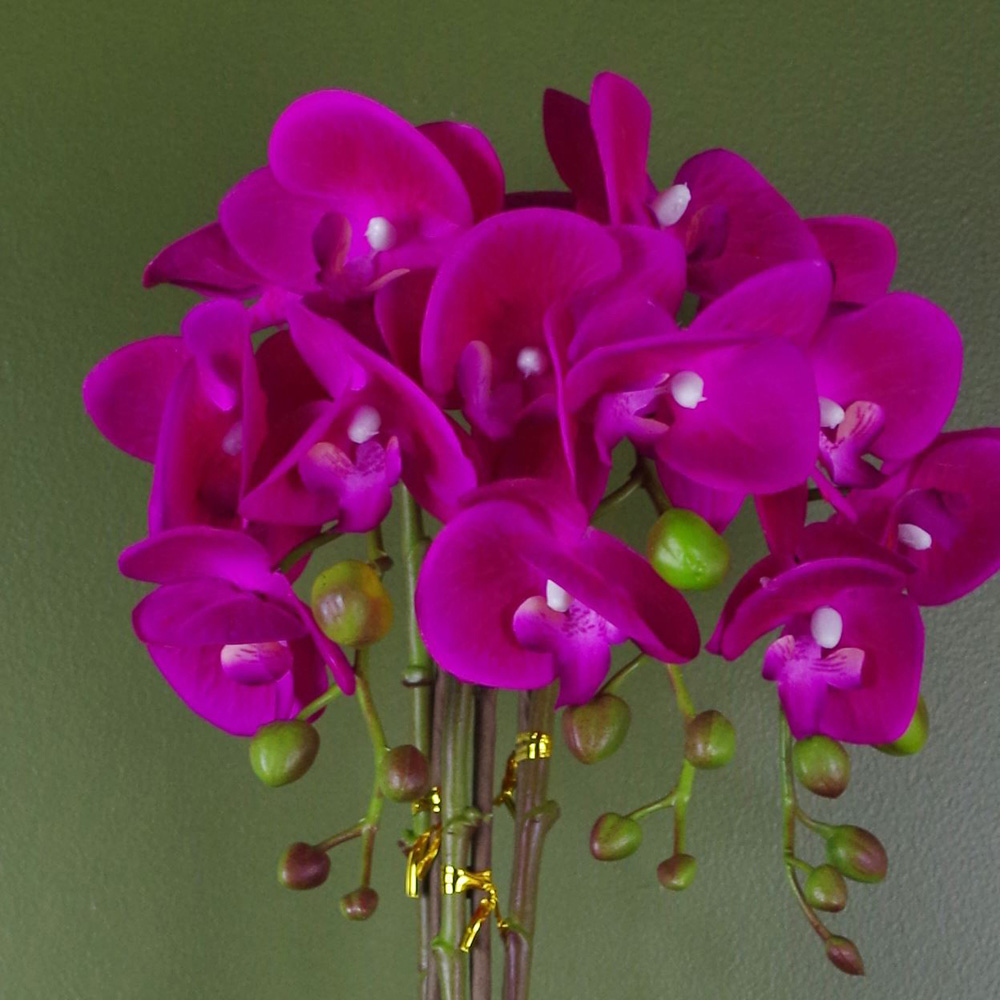 Leaf Dark Pink and Silver Large Orchid Artificial Plant 52cm Image 3