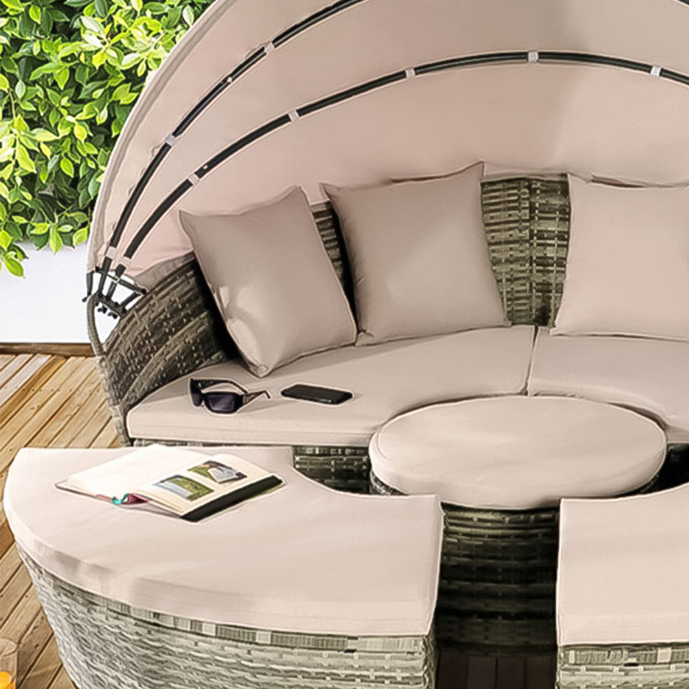Brooklyn Luxury 8 Seater Grey Rattan Sun Lounger Sofa Set with Canopy 210cm Image 2
