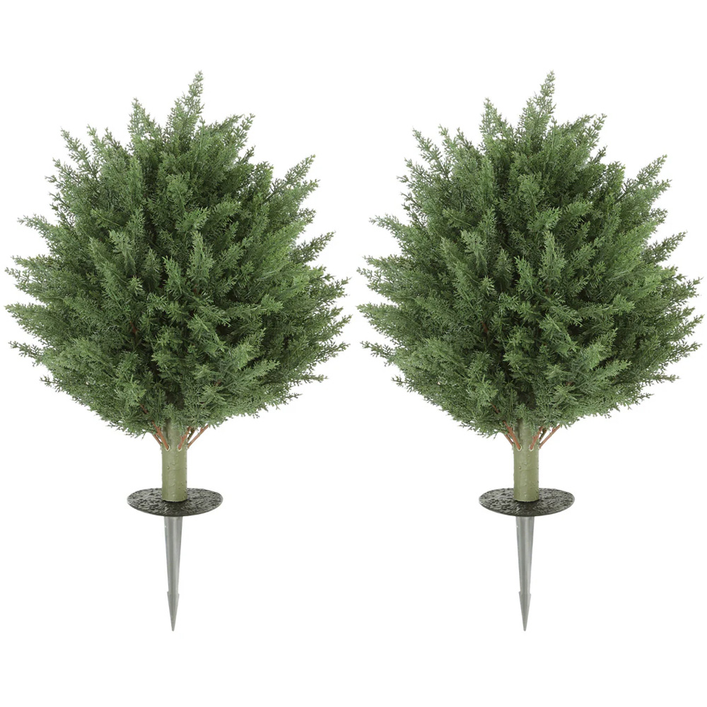 HOMCOM Green Artificial Cypress Tree with Ground Stake Set of 2 Image 1