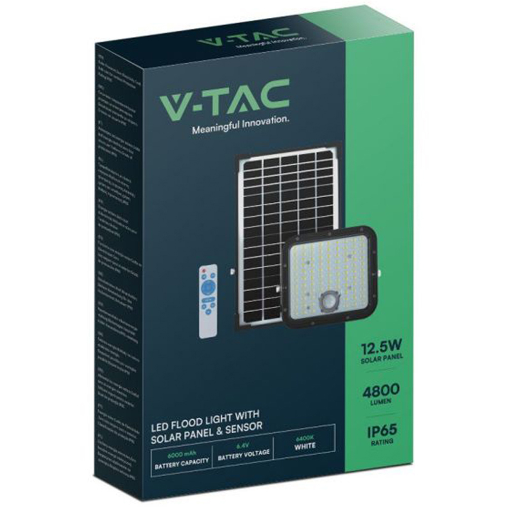 V-TAC 30W 4000K 4800 Lumens Cool White Solar LED Floodlight with PIR Sensor Image 4