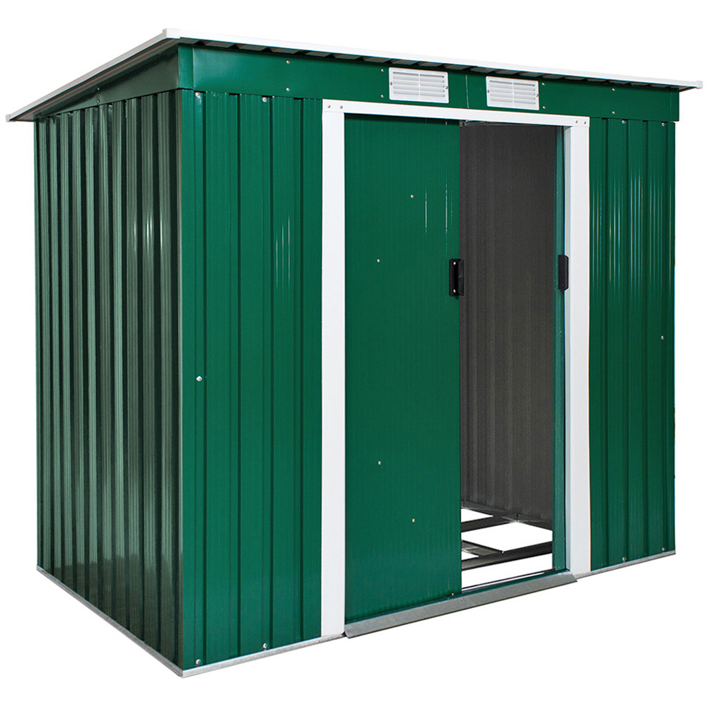 tectake Green and White Pitch Roof Shed Image 1