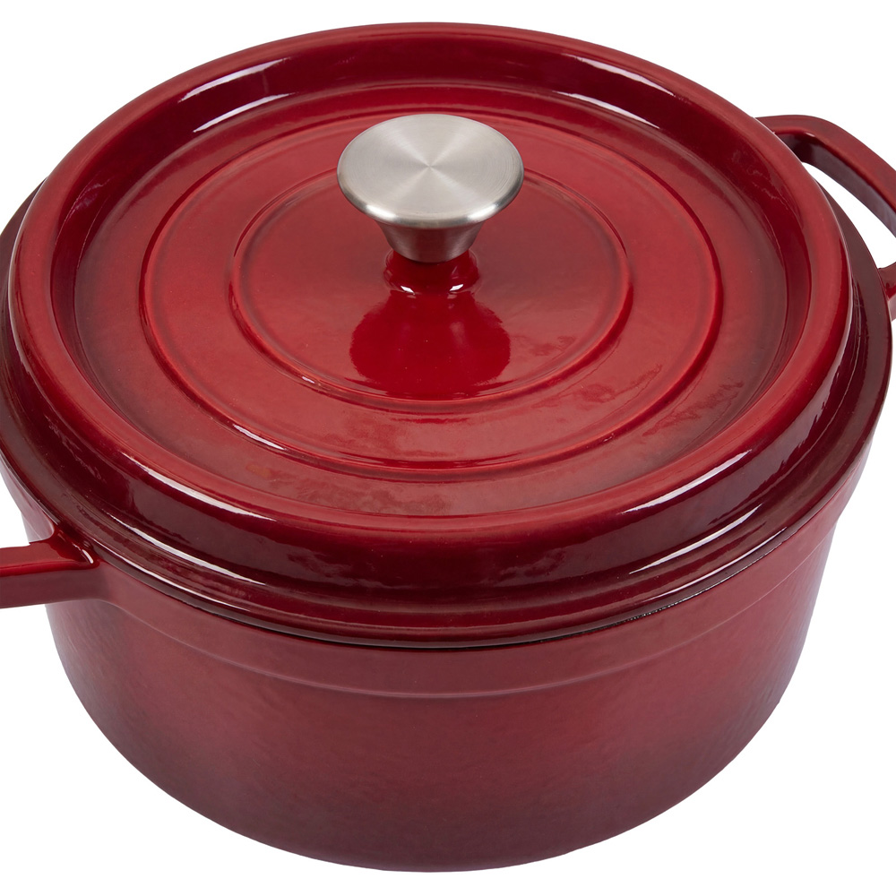 Living and Home Gradient Red Enamelled Cast Iron Dutch Oven Pot 5L Image 3