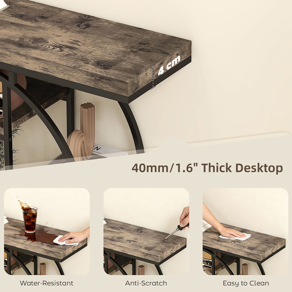 Portland 6 Shelf Rustic Brown Industrial Console Table Image 8