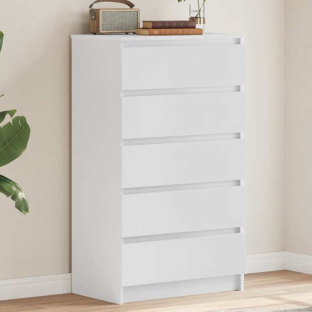 vidaXL 5 Drawer White Chest of Drawers Image 1