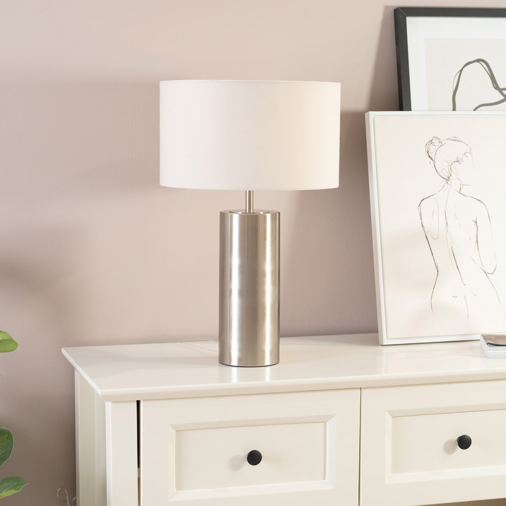 ValueLights Lexy White Shade Chrome Touch LED Table Lamp Image 6