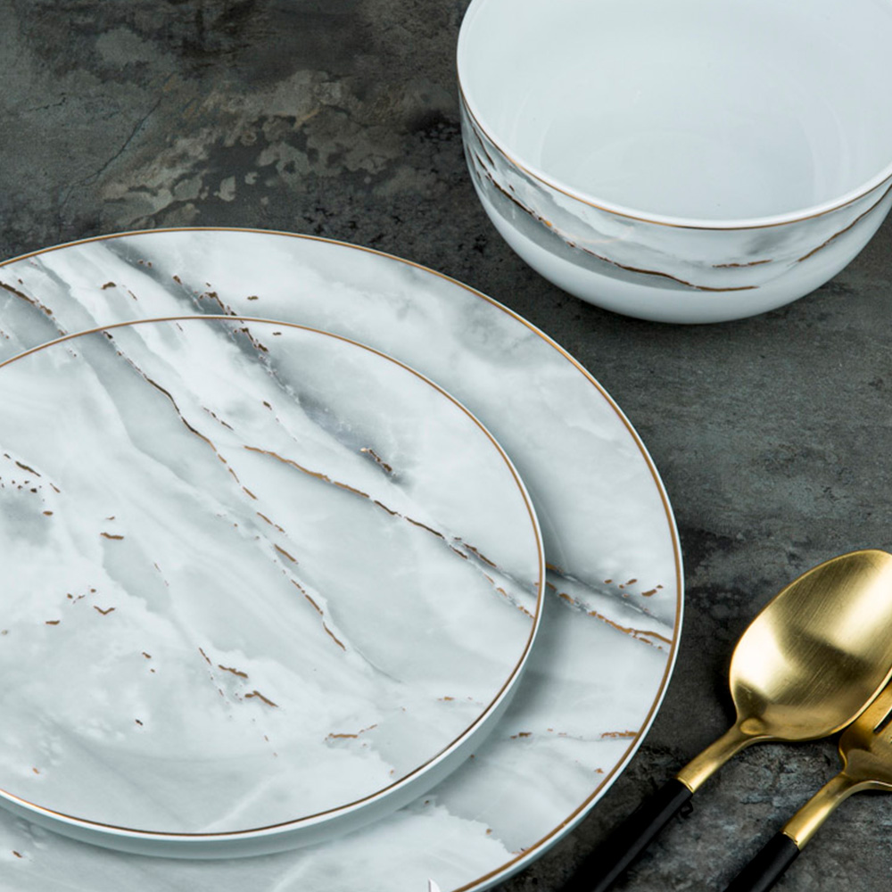 Waterside Marble and Gold 12 Piece Dinner Set Image 3