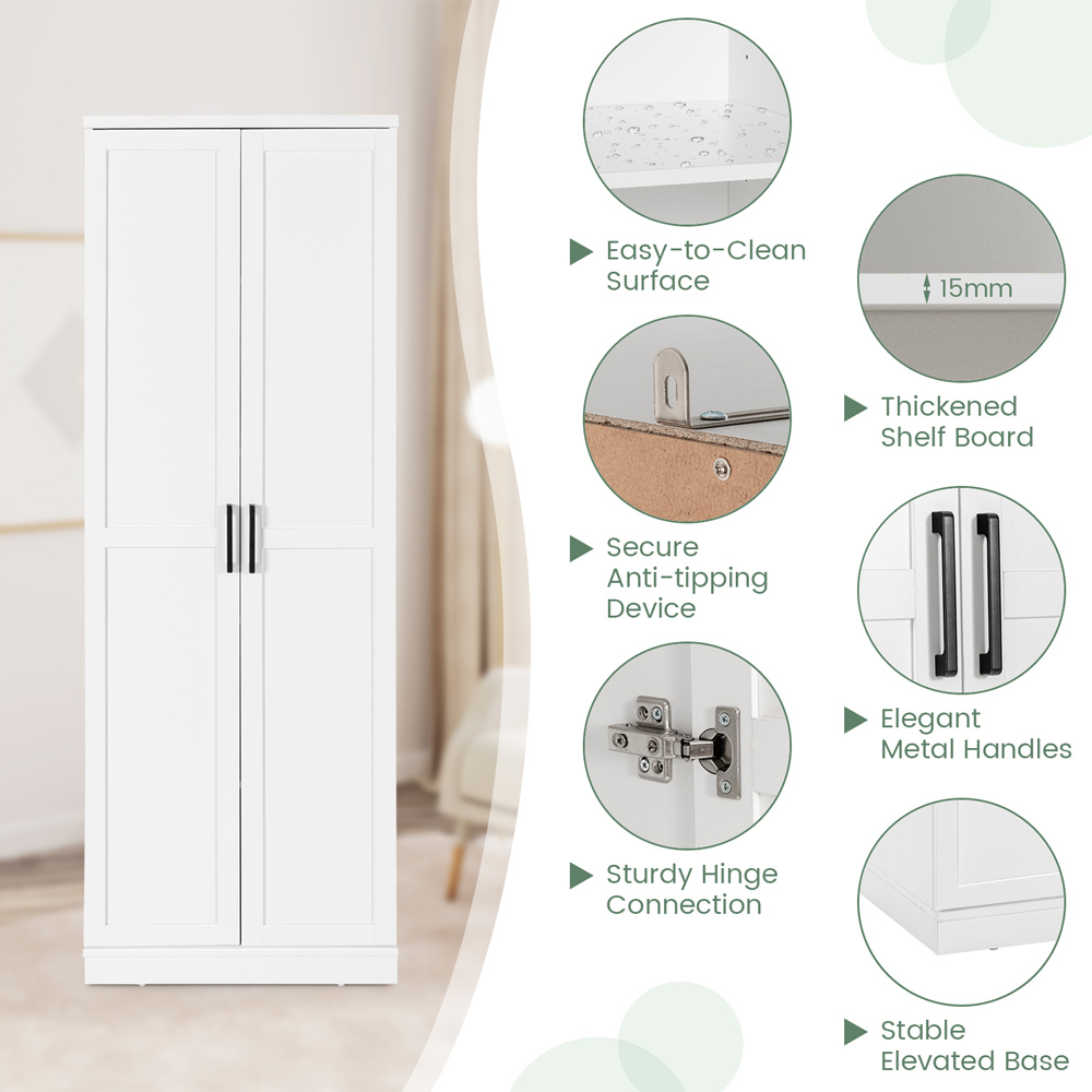 Costway 2 Door White Wooden Storage Cabinet Image 7