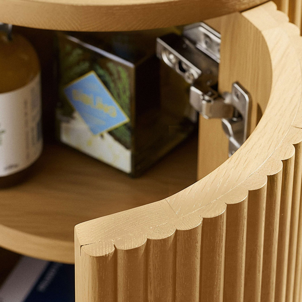 Julian Bowen Louis Single Door Light Oak Effect Fluted Side Table Image 6