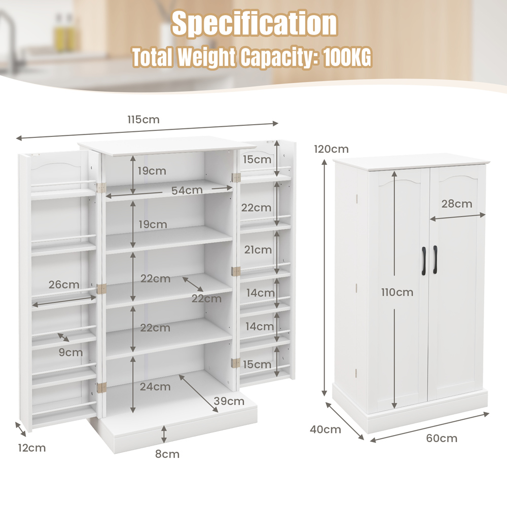 Costway 2 Door White Kitchen Pantry Cabinet Image 9