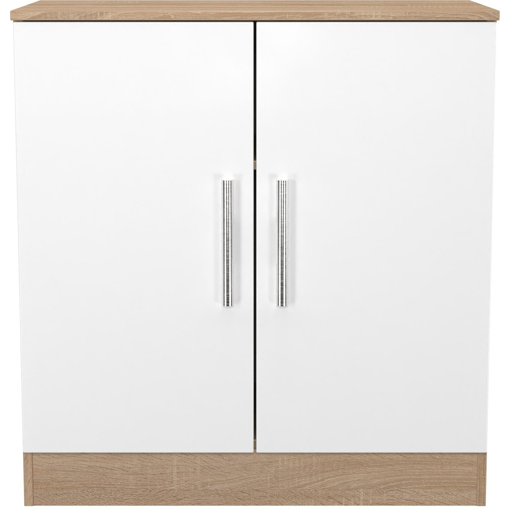 Crowndale Contrast 2 Door White Matt and Bardolino Oak Cabinet Ready Assembled Image 6