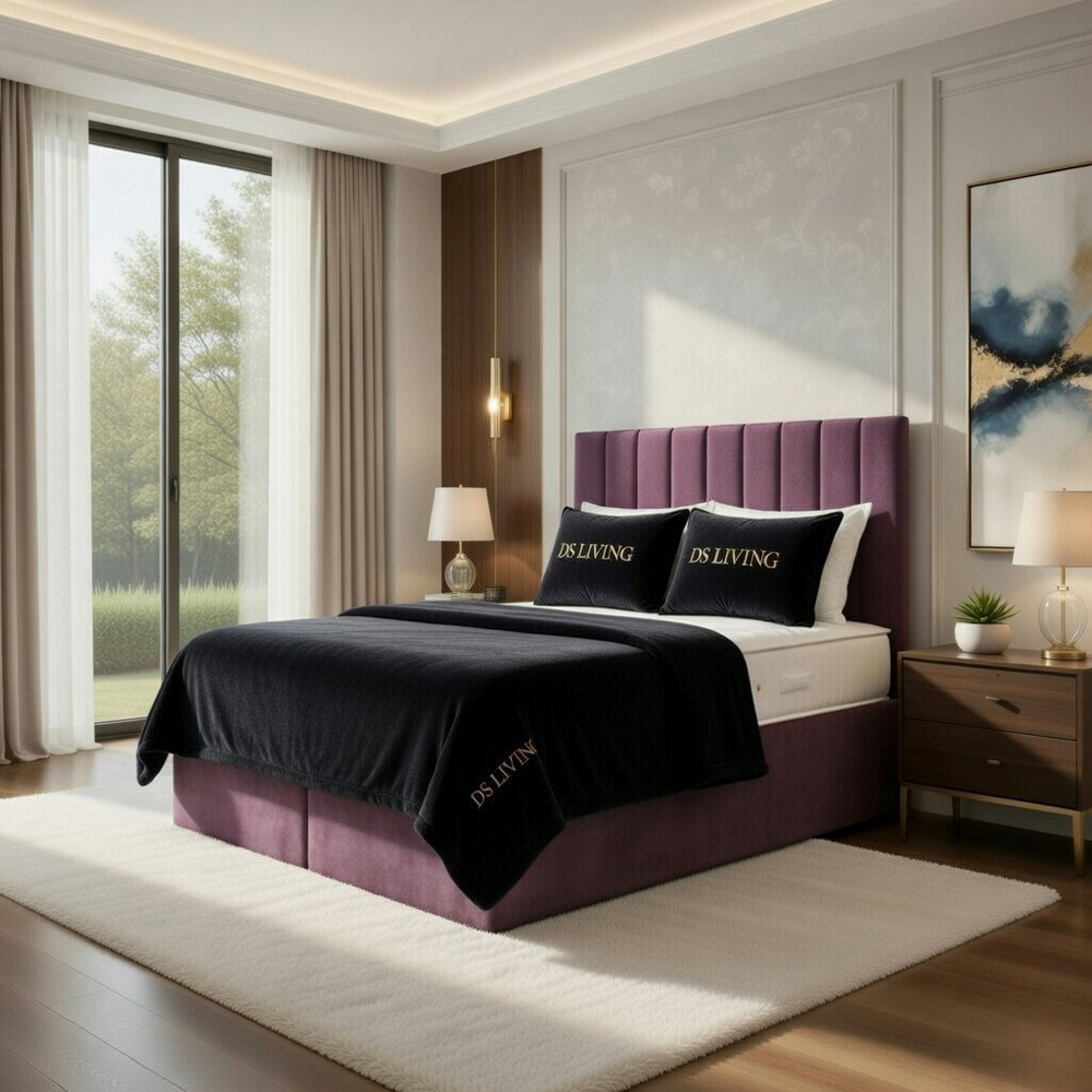DS Living Aria King Size Pink Plush Ottoman Bed Image 4