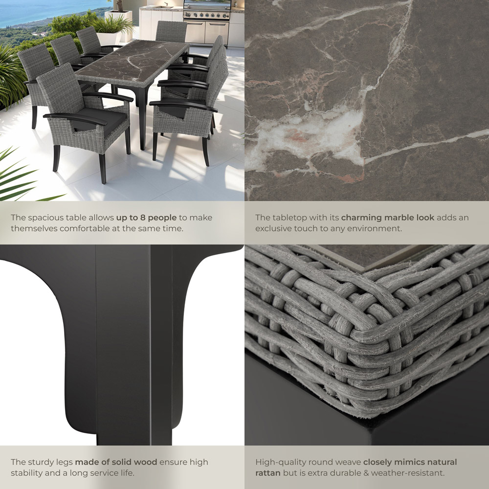 tectake Foggia Grey Outdoor Dining Table Image 5