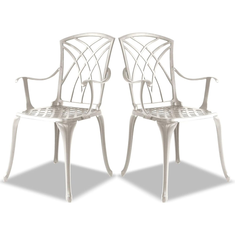 Centurion Oshowa Set of 2 White Garden Bistro Chairs with Armrests Image 3