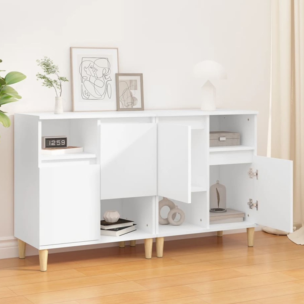 vidaXL 2 Door 2 Open Shelf White Sideboard Set of 2 Image 1