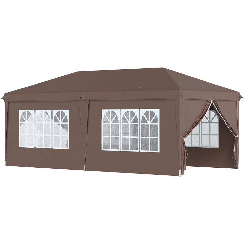 Outsunny 3 x 4m Brown Pop Up Gazebo with Sides Image 2