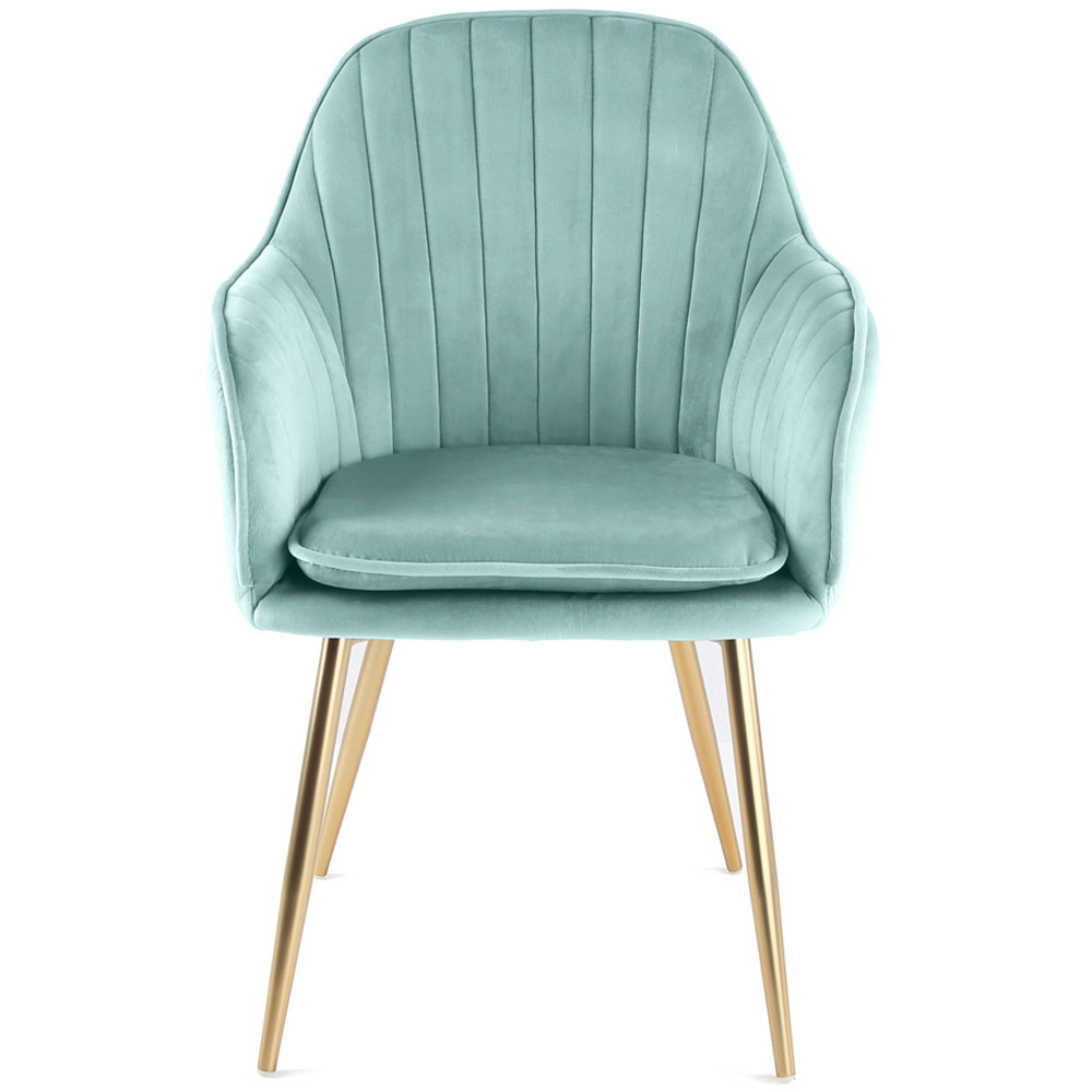 Muse Blue Velvet Accent Chair with Golden Legs Set of 2 Image 3