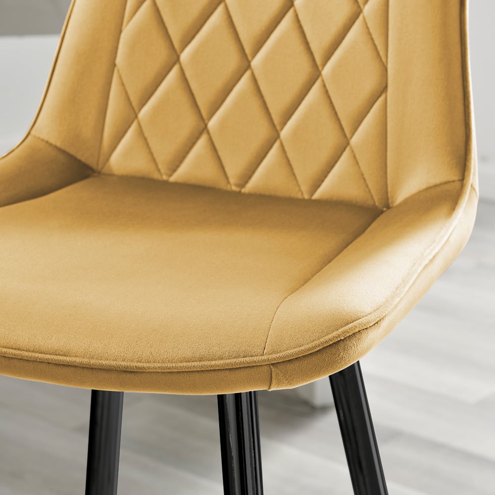 Furniturebox Cesano Mustard and Black Velvet Bar Stool Set of 2 Image 2