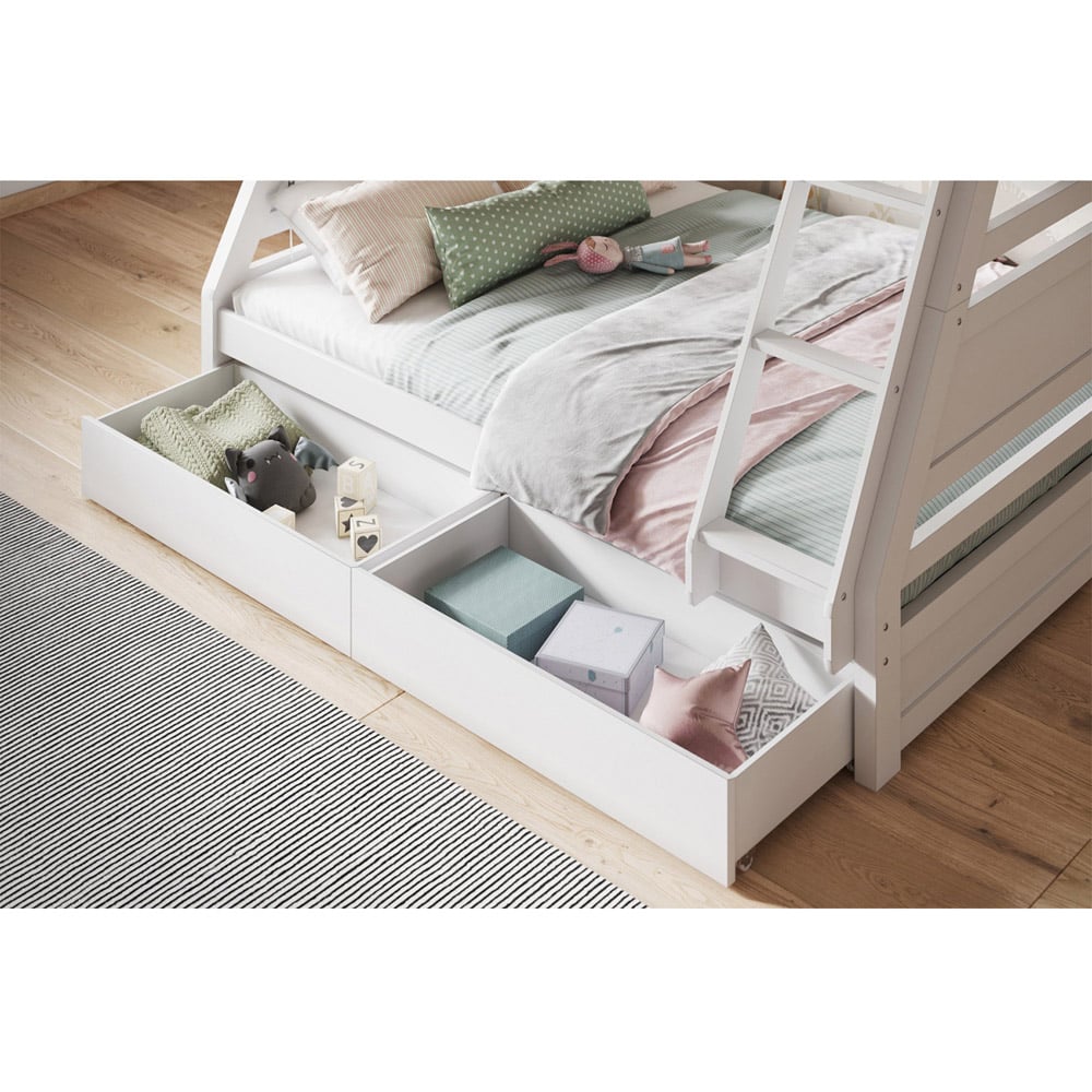 Flair Ollie Triple Sleeper White 2 Drawer Wooden Bunk Bed Image 3