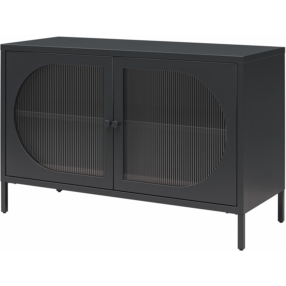 Dorel Luna 2 Door Black Fluted Glass Wide Accent Cabinet Image 5