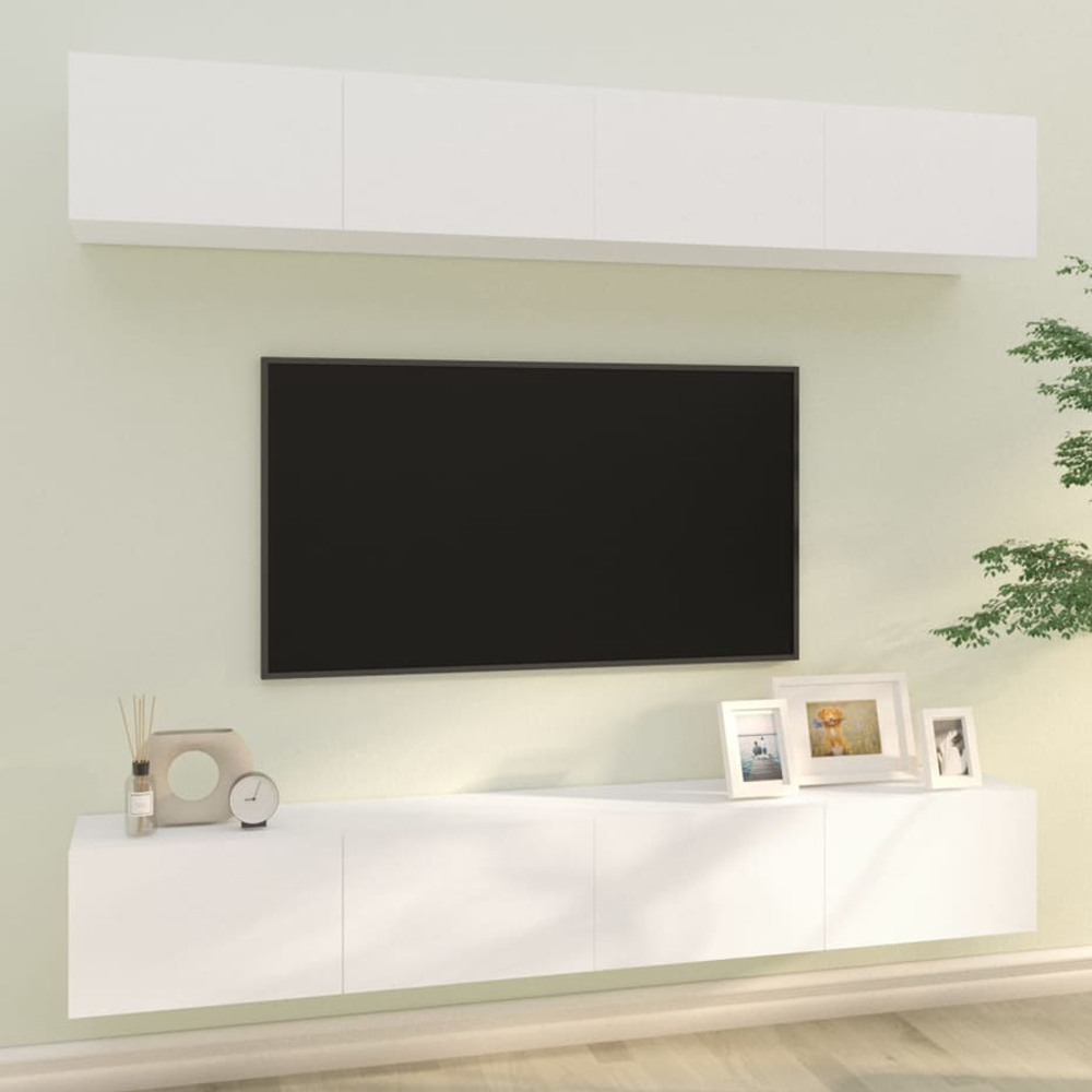 vidaXL 8 Door White Wall Mounted TV Cabinet Image 1