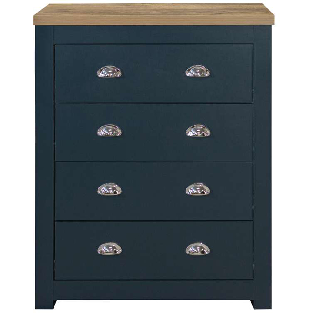 Highgate 4 Drawer Navy and Oak Chest of Drawers Image 2