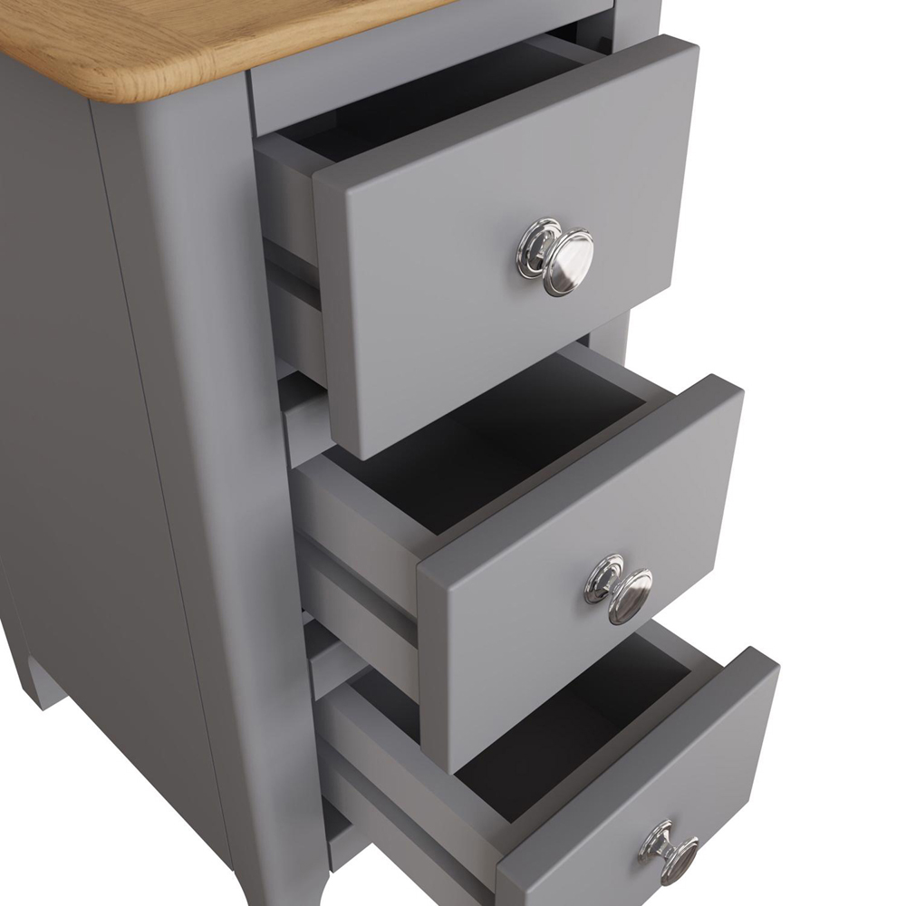 FWStyle Taberno Slim 3 Drawer Grey Oak Assembled Bedside Table Image 4