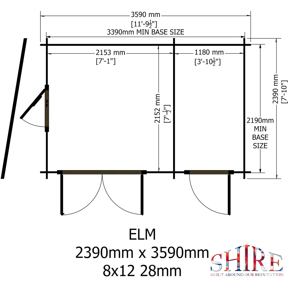 Shire Elm 8 x 12ft Contemporary Style Dual-Purpose Pent Log Cabin with Integral Storage Image 7