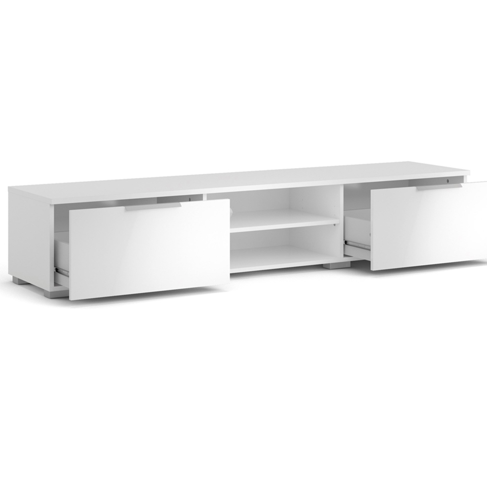 Florence Match 2 Drawers 2 Shelf White High Gloss TV Unit Image 5