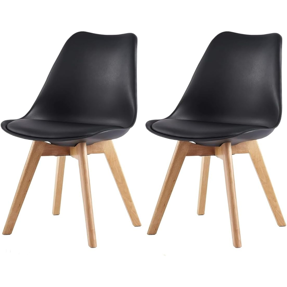 Eva Set of 2 Black Padded Dining Chairs Image 2