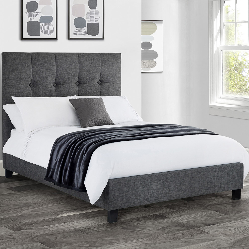 Julian Bowen Sorrento Double Slate Grey Linen High Headboard Image 1