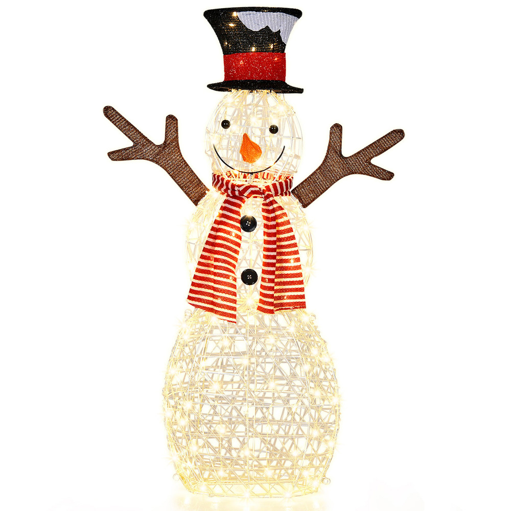 Costway Pre-Lit Lighted Standing Snowman Christmas Decoration 3.6ft Image 2