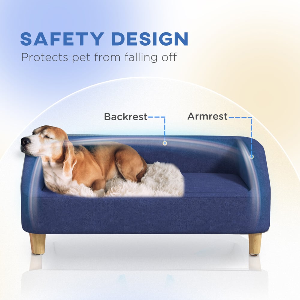 PawHut Blue Small Medium and Large Dogs Pet Sofa with Cushion Image 7