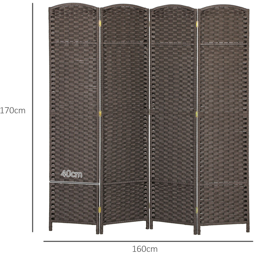HOMCOM 4 Panel Brown Folding Room Divider 160 x 170cm Image 9