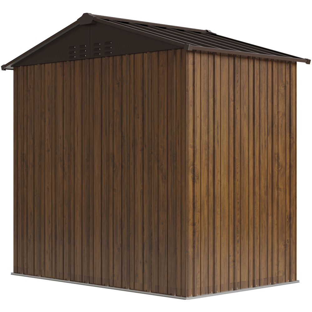 Living and Home 4 x 6ft Brown Metal Apex Garden Storage Shed Image 6