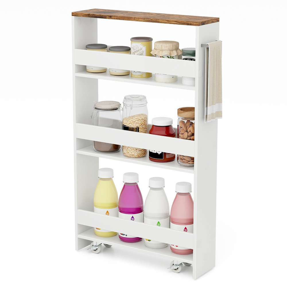 Costway 4 Shelf Coffee Slim Storage Cart with Wheels Image 3