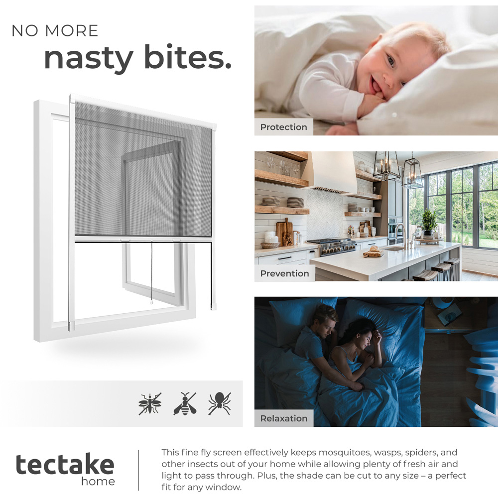 tectake Adjustable Fly Screen Roller Blind 160 x 130cm Image 7