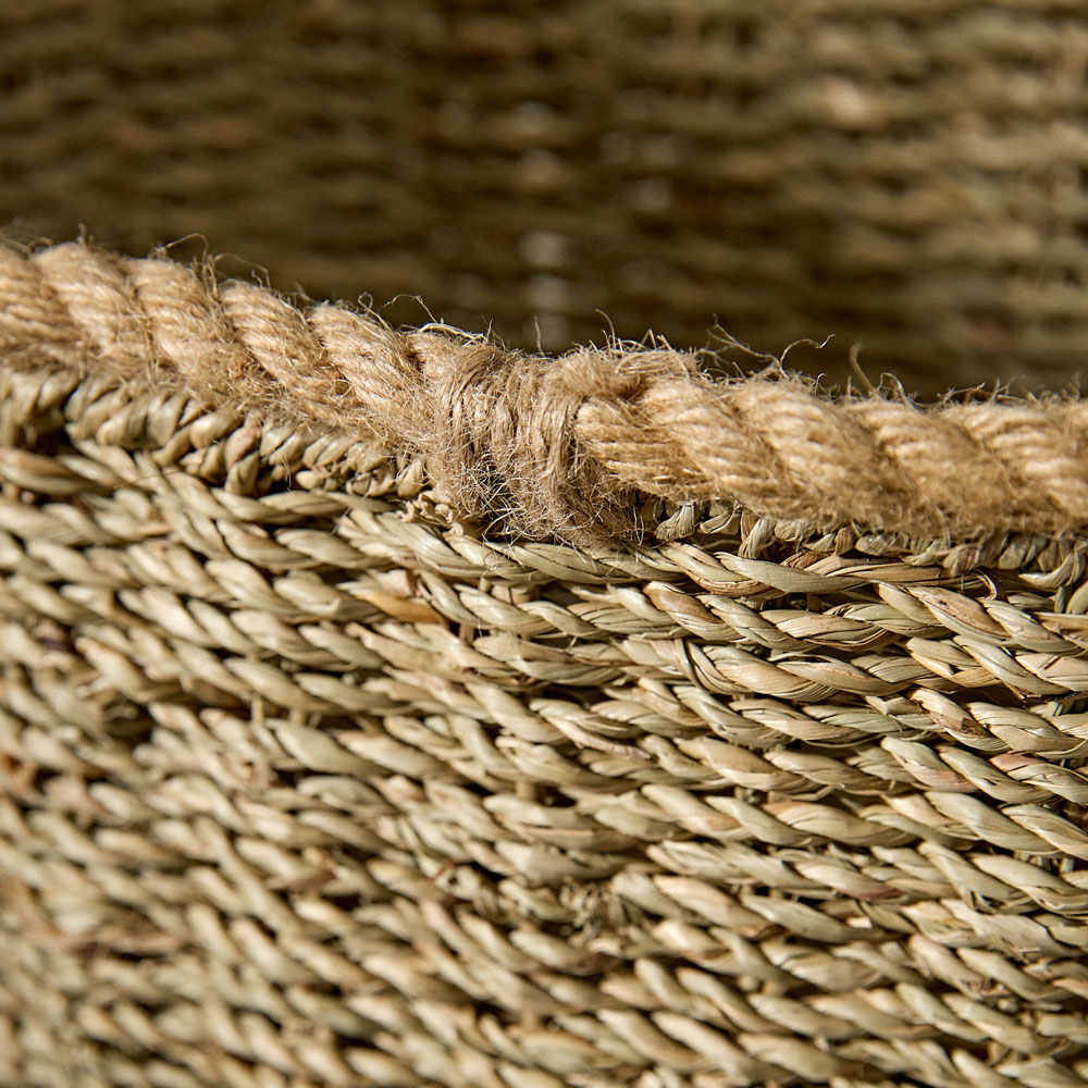 Dibor Natural Seagrass Woven Rope Finish Wall Basket Image 5