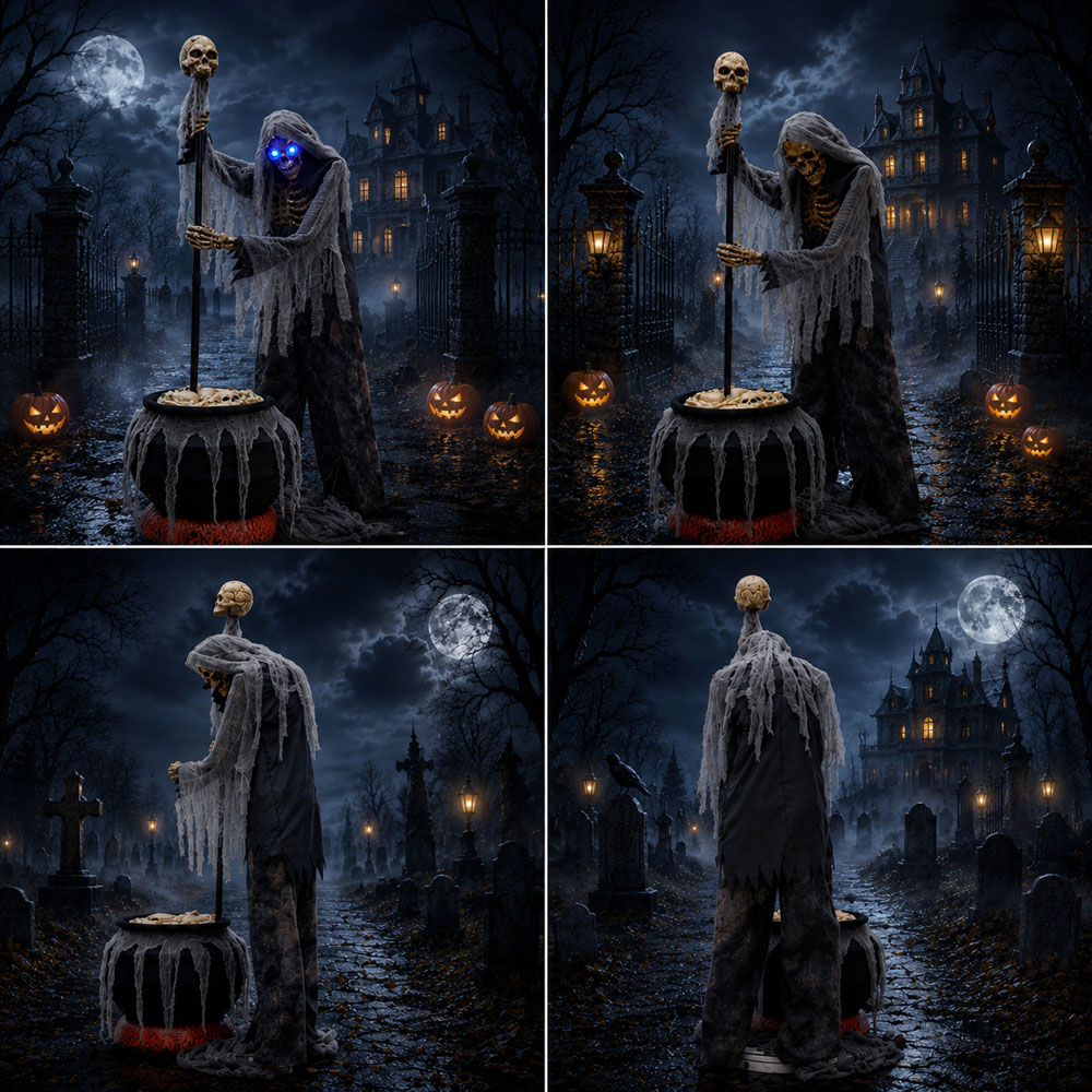 Samuel Alexander Stirring See Saw Skeleton Reaping Soul Halloween Decoration 6ft Image 5