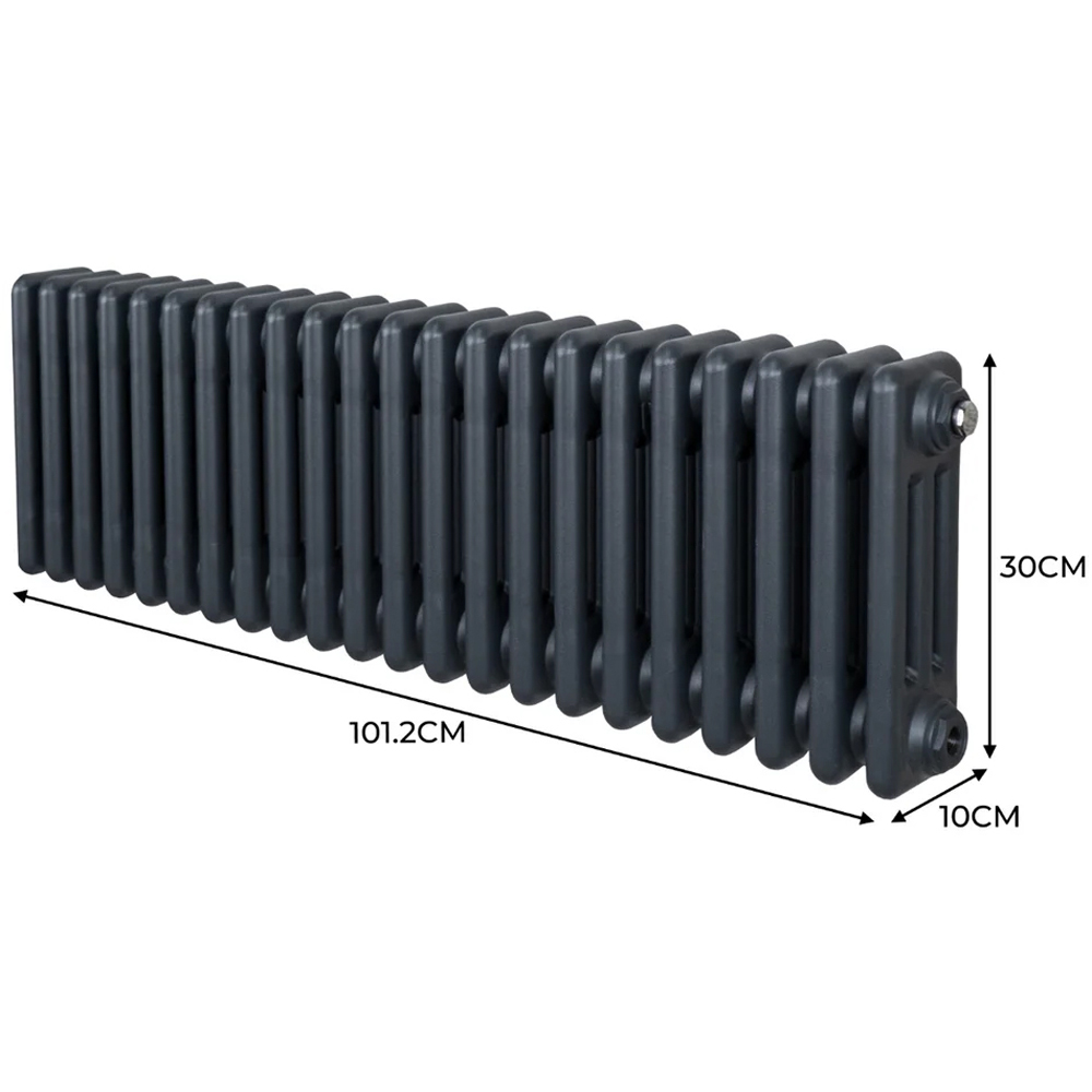 Monster Shop 3057 BTU Anthracite Grey Traditional 3 Column Radiator 300 x 1012mm Image 6