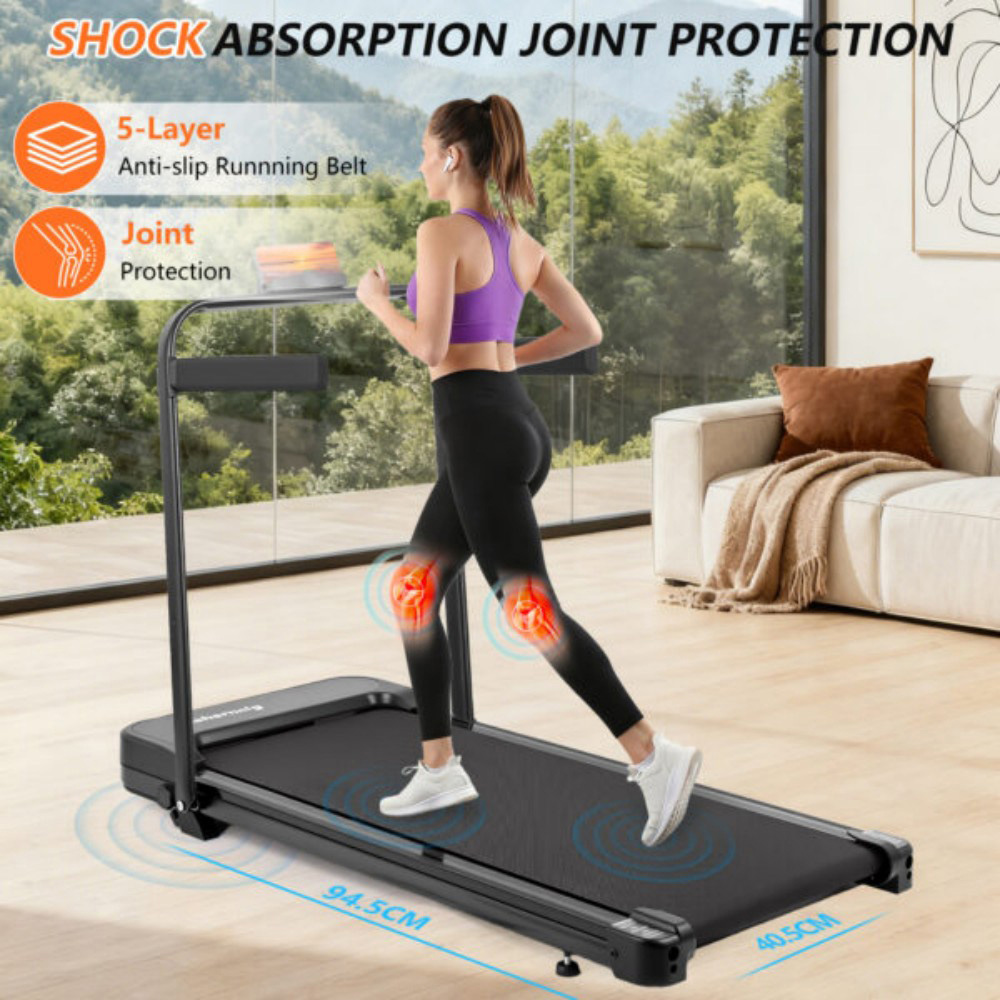 Willowmare 2.5HP Foldable Handrail Treadmill with Remote and LED Display Image 5