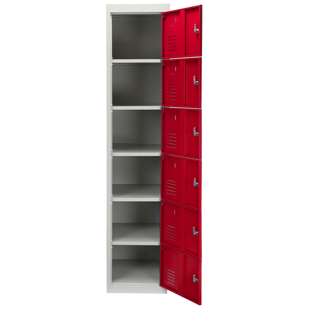 MonsterShop 6 Door Red Metal Storage Locker Image 3