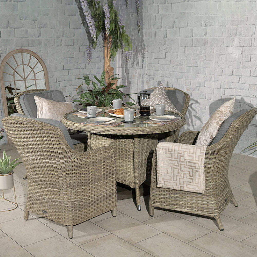Royalcraft Wentworth Rattan 4 Seater Round Imperial Dining Set Image 1